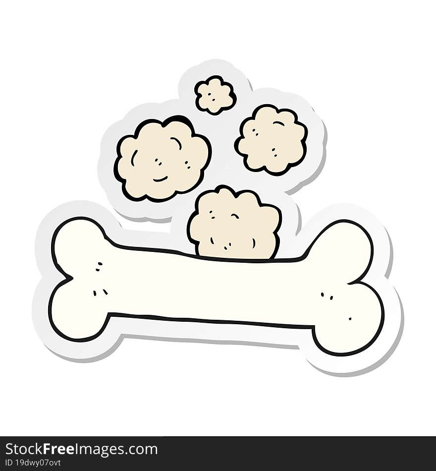 sticker of a cartoon bone