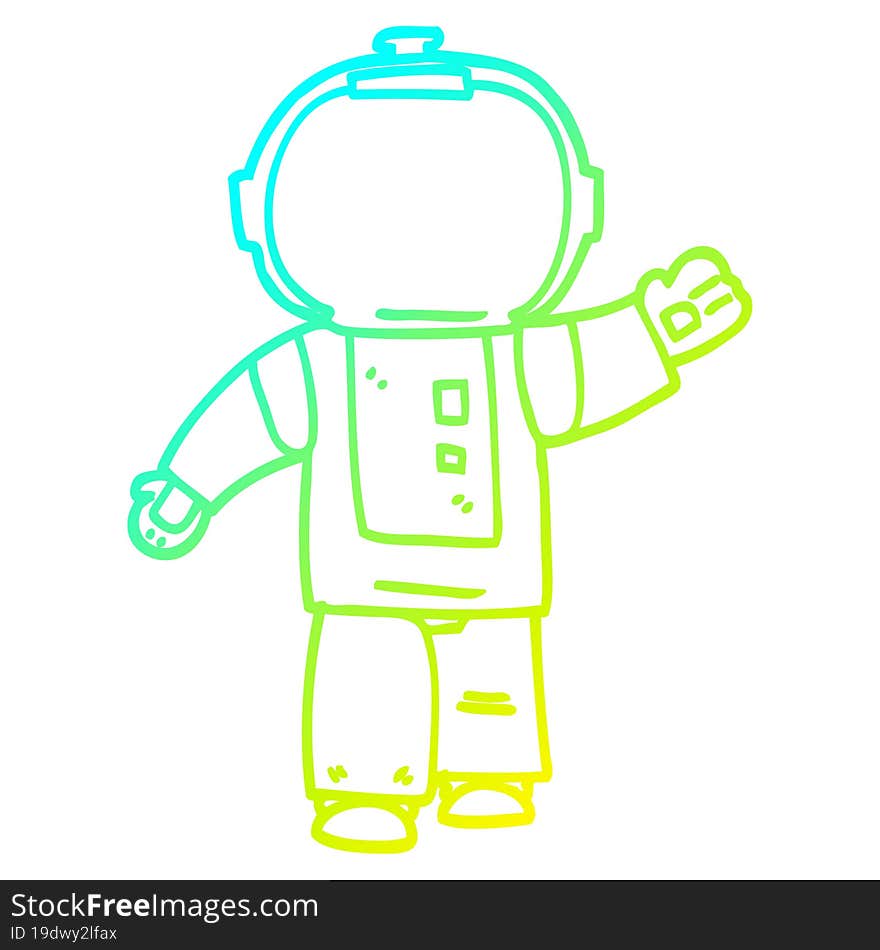 cold gradient line drawing cartoon walking astronaut