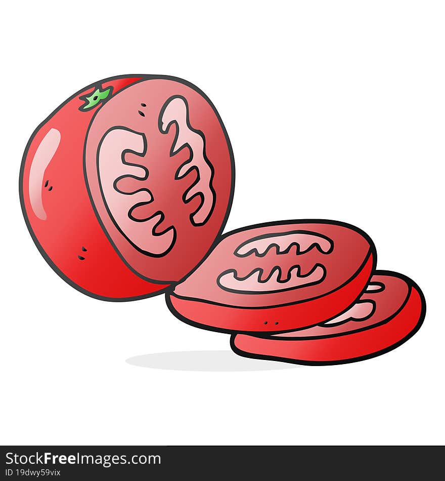 freehand drawn cartoon sliced tomato