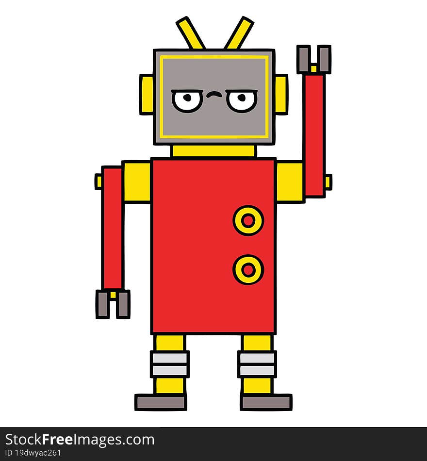 cute cartoon of a annoyed robot. cute cartoon of a annoyed robot