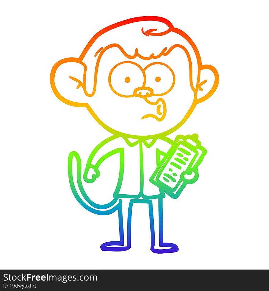 rainbow gradient line drawing cartoon salesman monkey