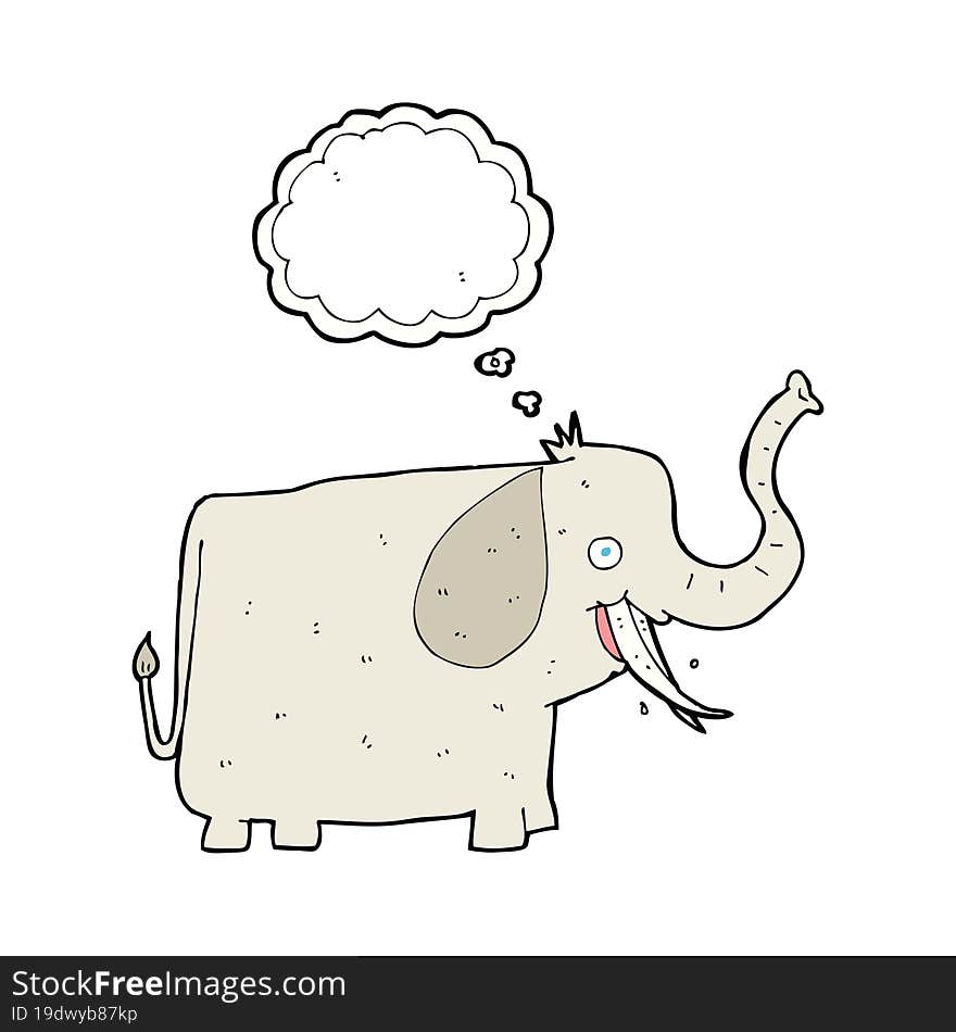 Cartoon Happy Elephant With Thought Bubble