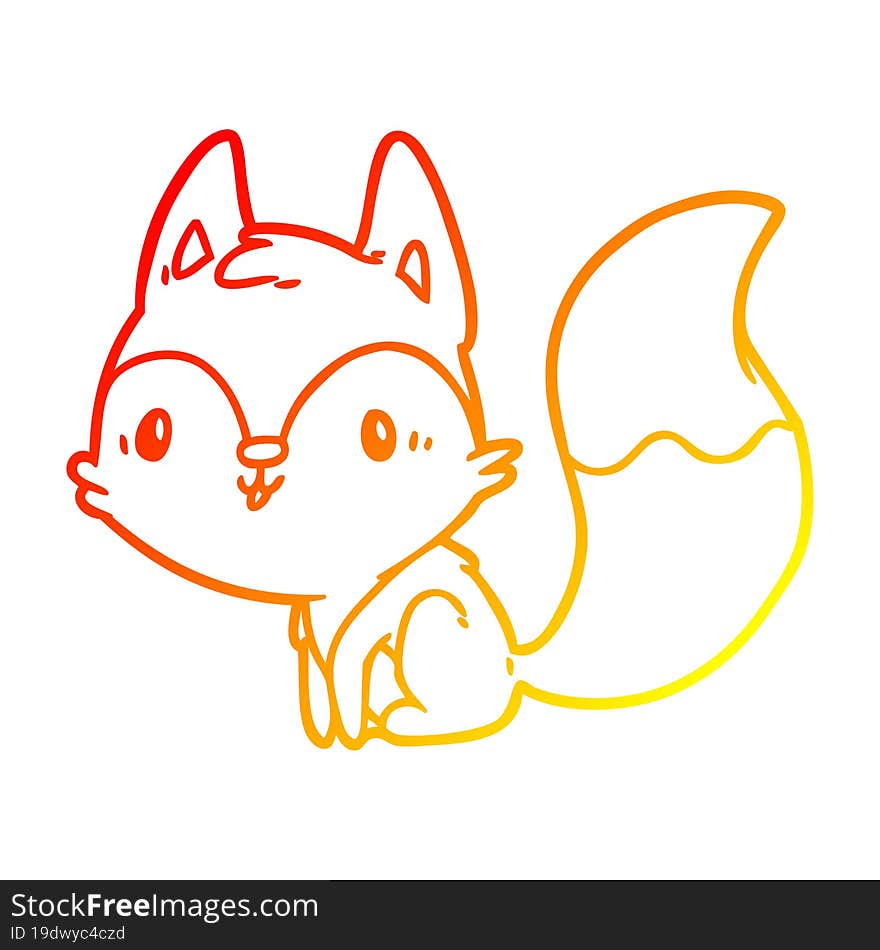 warm gradient line drawing cute fox