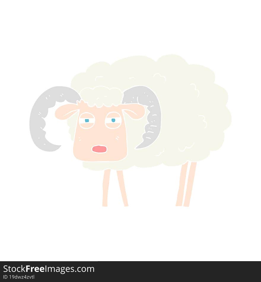 flat color illustration of a cartoon ram