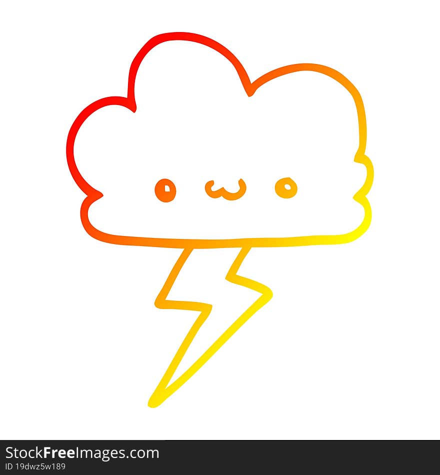 warm gradient line drawing cartoon storm cloud