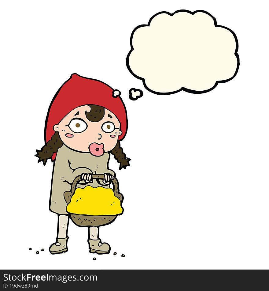 Little Red Riding Hood Cartoon With Thought Bubble