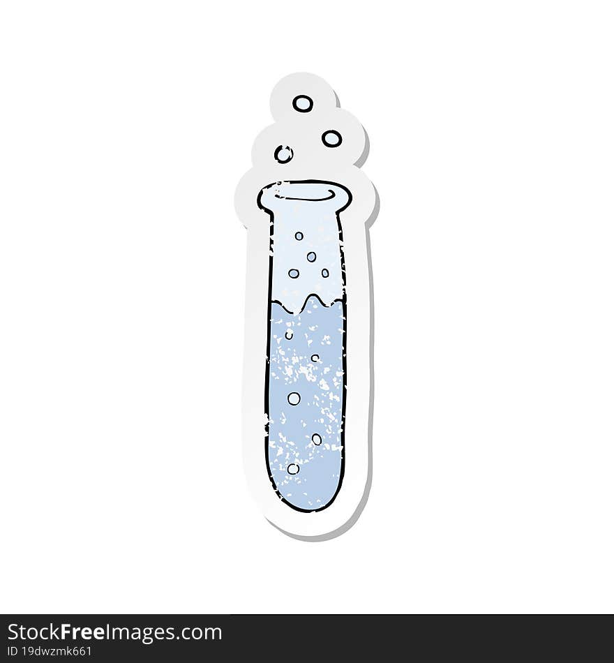 retro distressed sticker of a cartoon science test tube