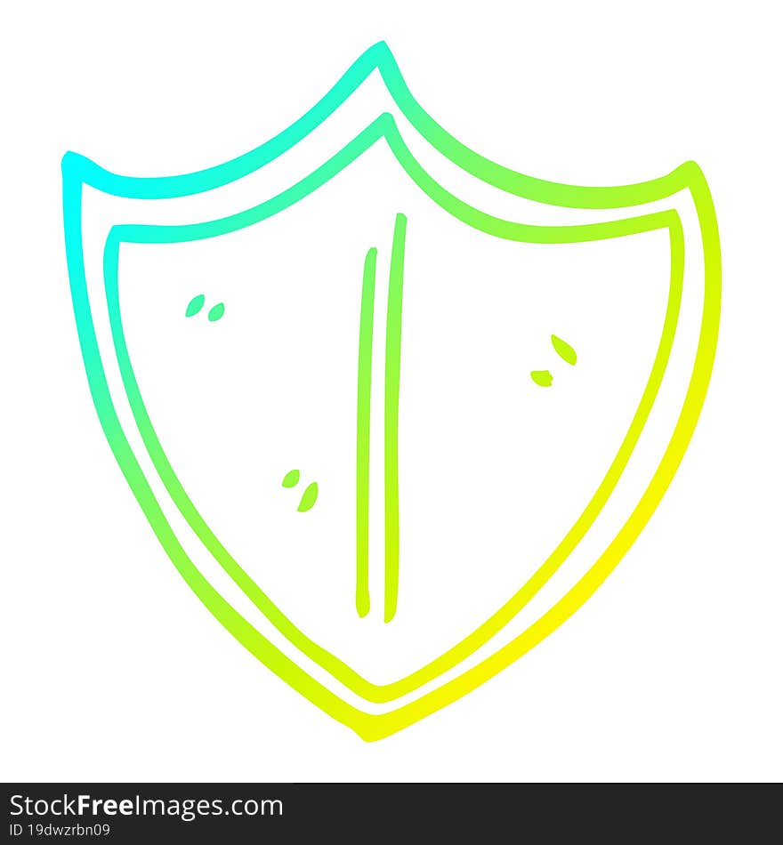 cold gradient line drawing cartoon old shield