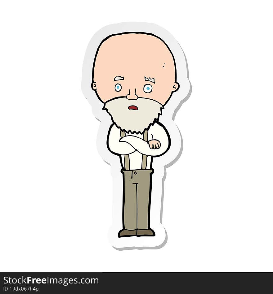 sticker of a cartoon worried old man