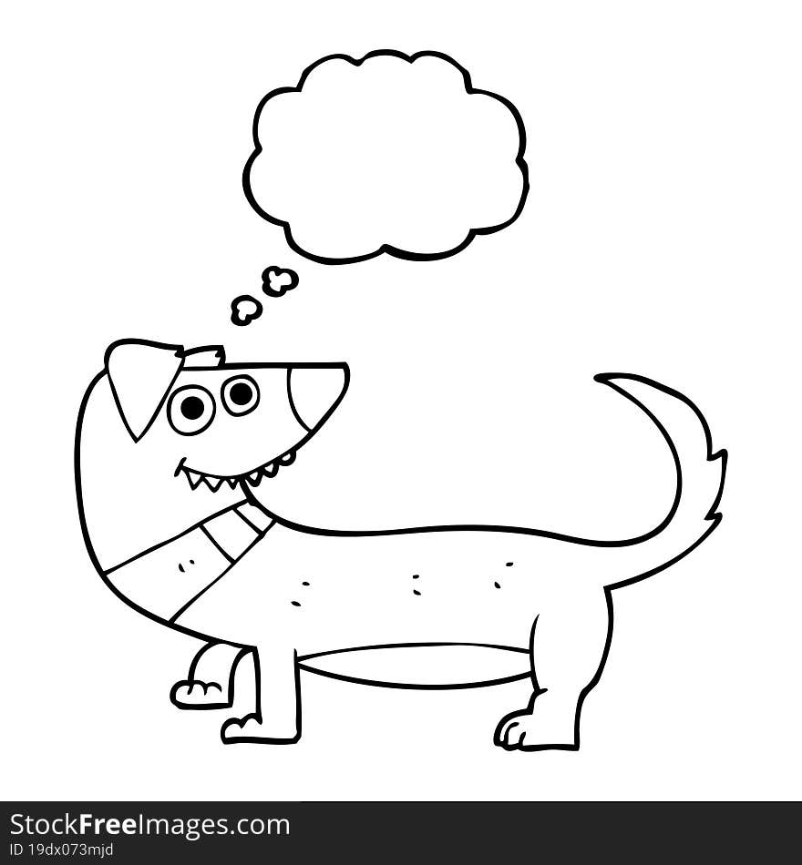 freehand drawn thought bubble cartoon dog