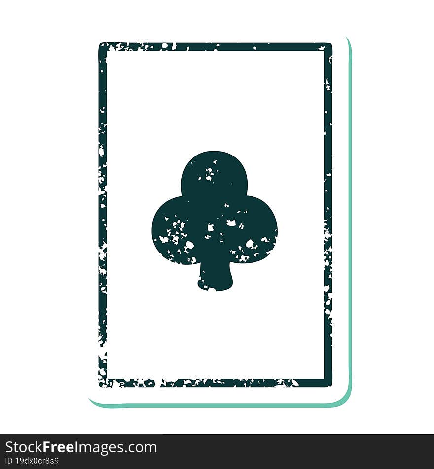 distressed sticker tattoo style icon of the ace of clubs