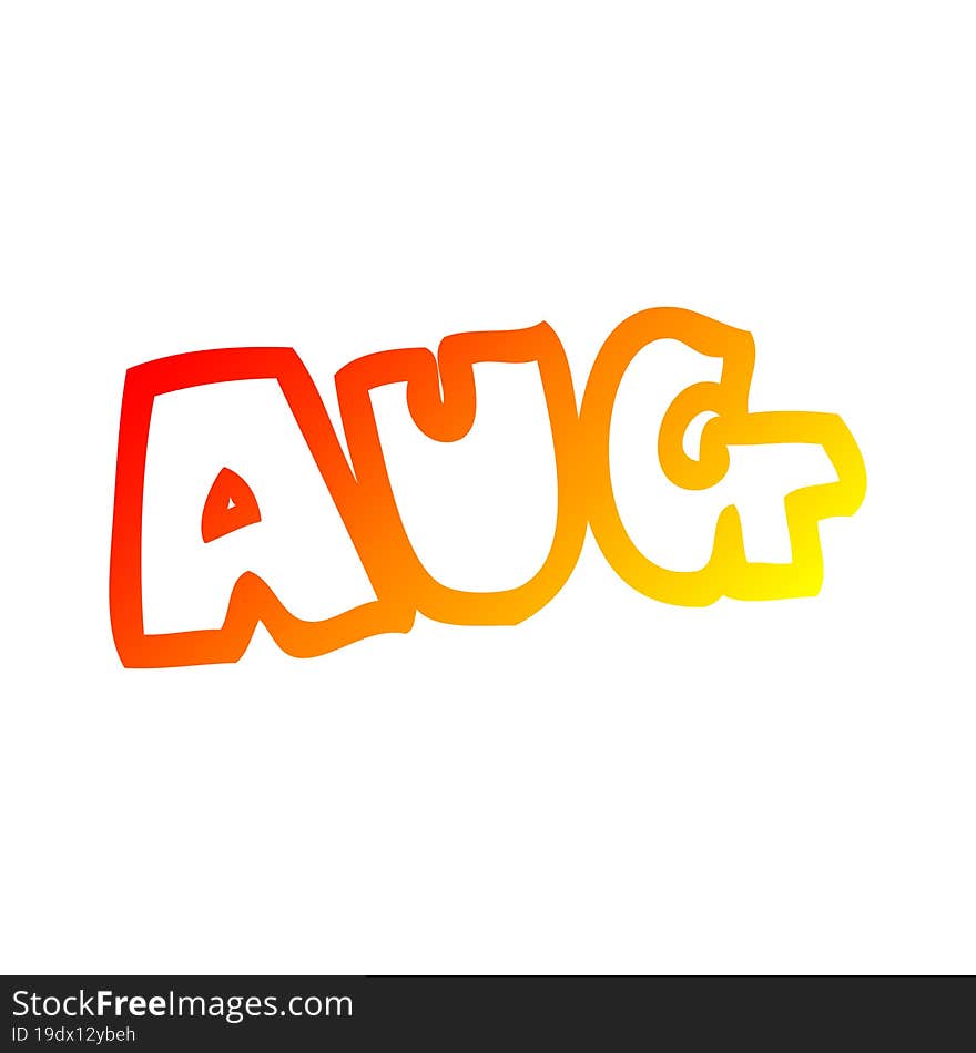 warm gradient line drawing of a cartoon month of august