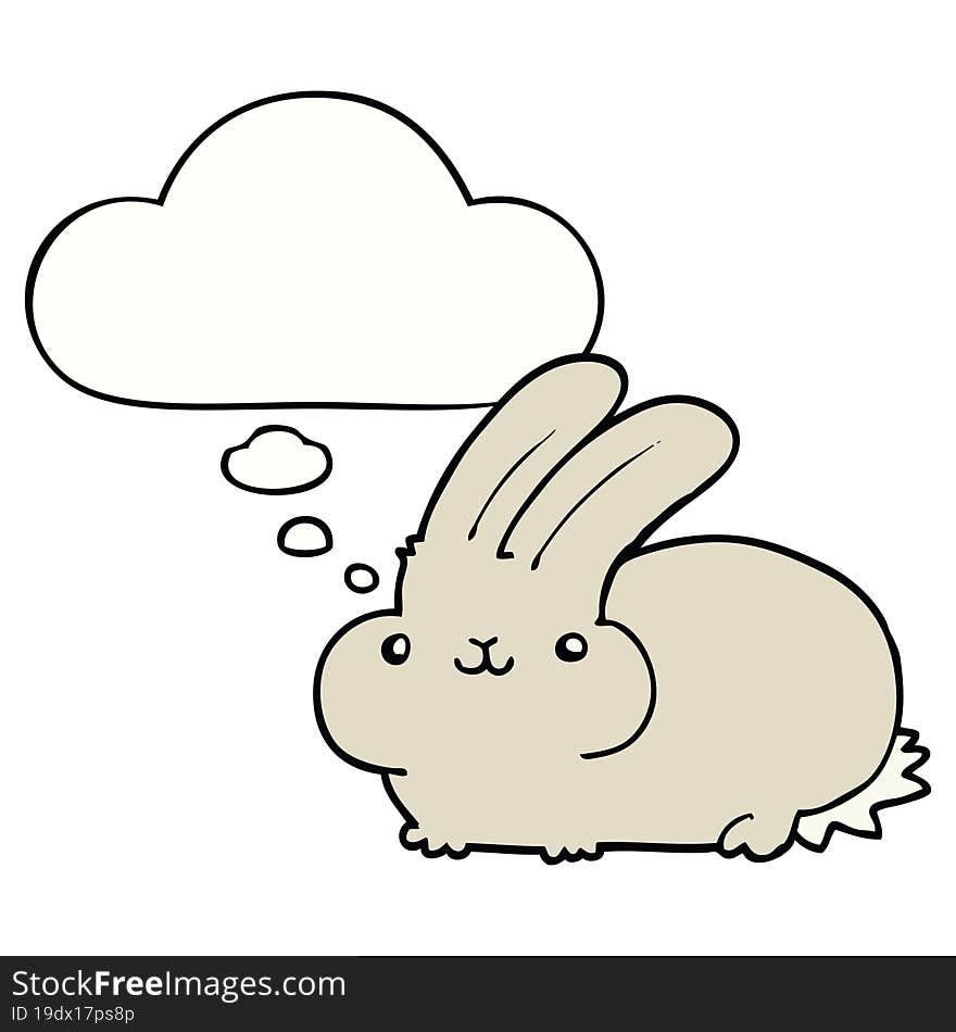 cartoon rabbit and thought bubble