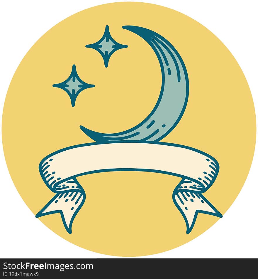 icon with banner of a moon and stars