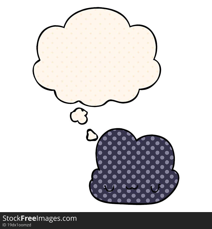 cute cartoon cloud and thought bubble in comic book style