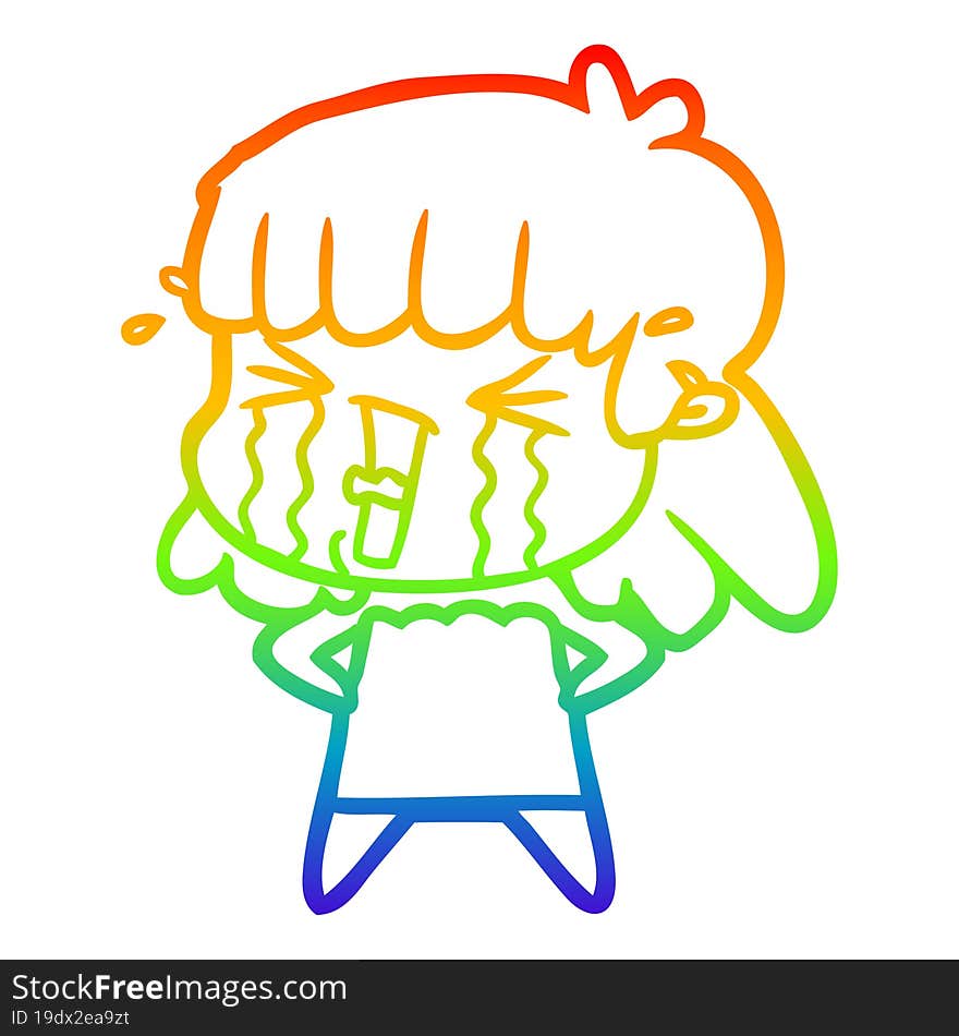 rainbow gradient line drawing of a cartoon woman