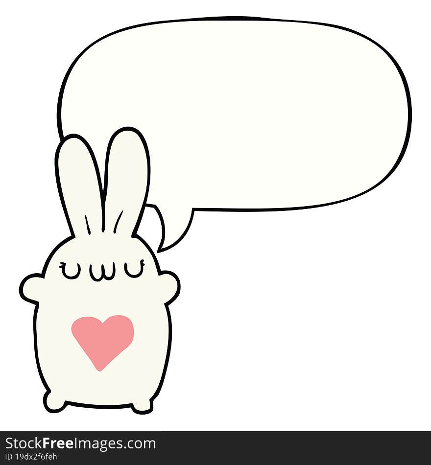 cute cartoon rabbit with love heart with speech bubble. cute cartoon rabbit with love heart with speech bubble