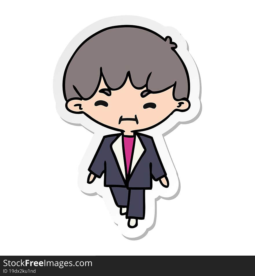 sticker cartoon kawaii cute businessman in suit