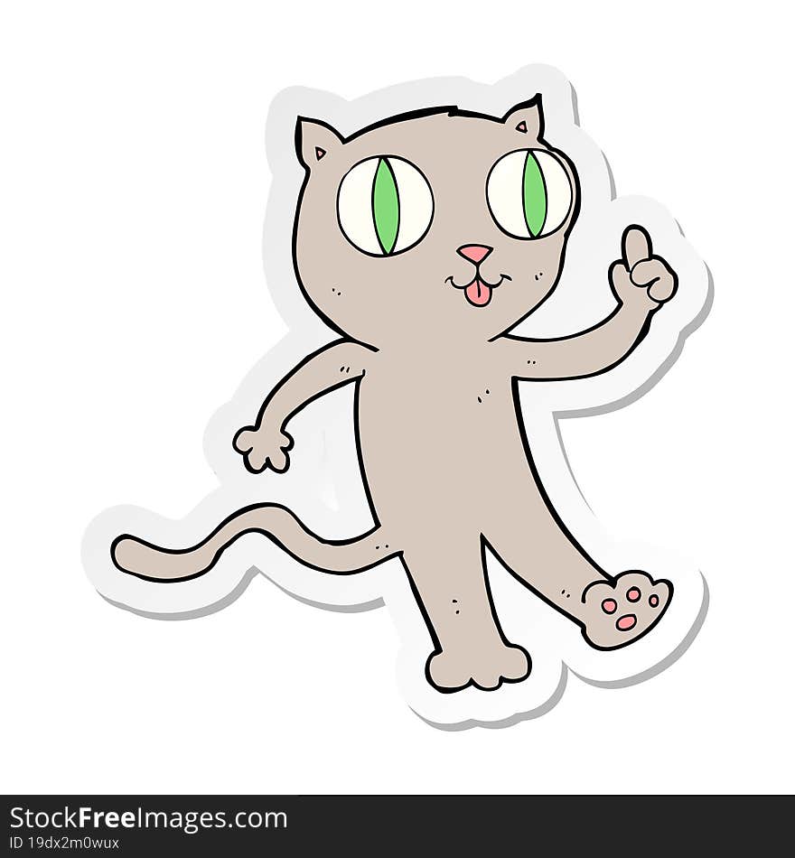 Sticker Of A Cartoon Cat With Idea