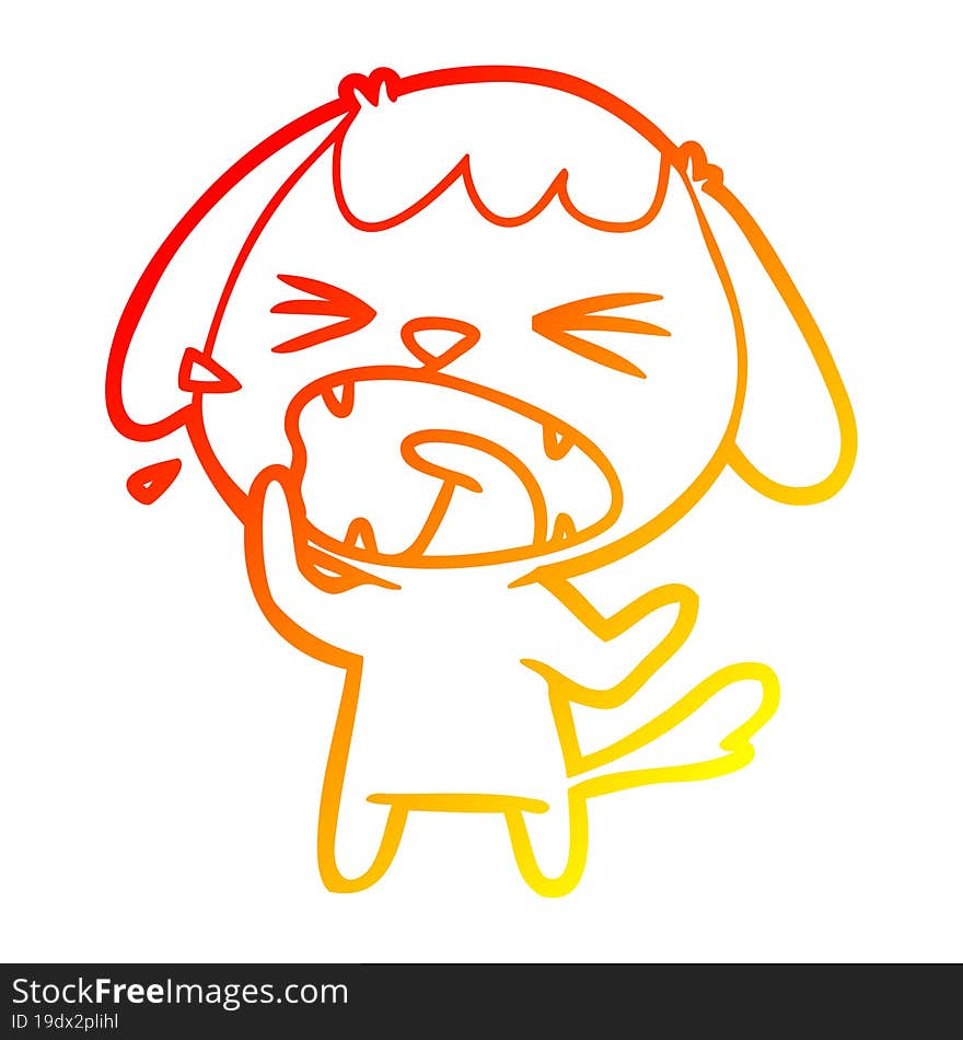 warm gradient line drawing cute cartoon dog barking