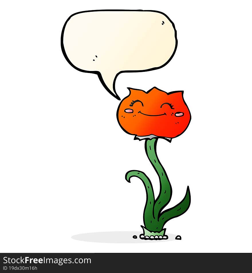 cartoon flower with speech bubble