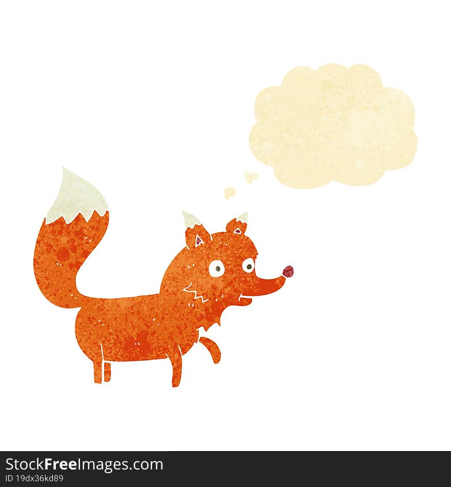 cartoon fox cub with thought bubble