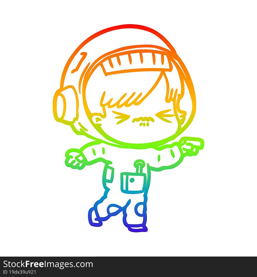 rainbow gradient line drawing angry cartoon space girl