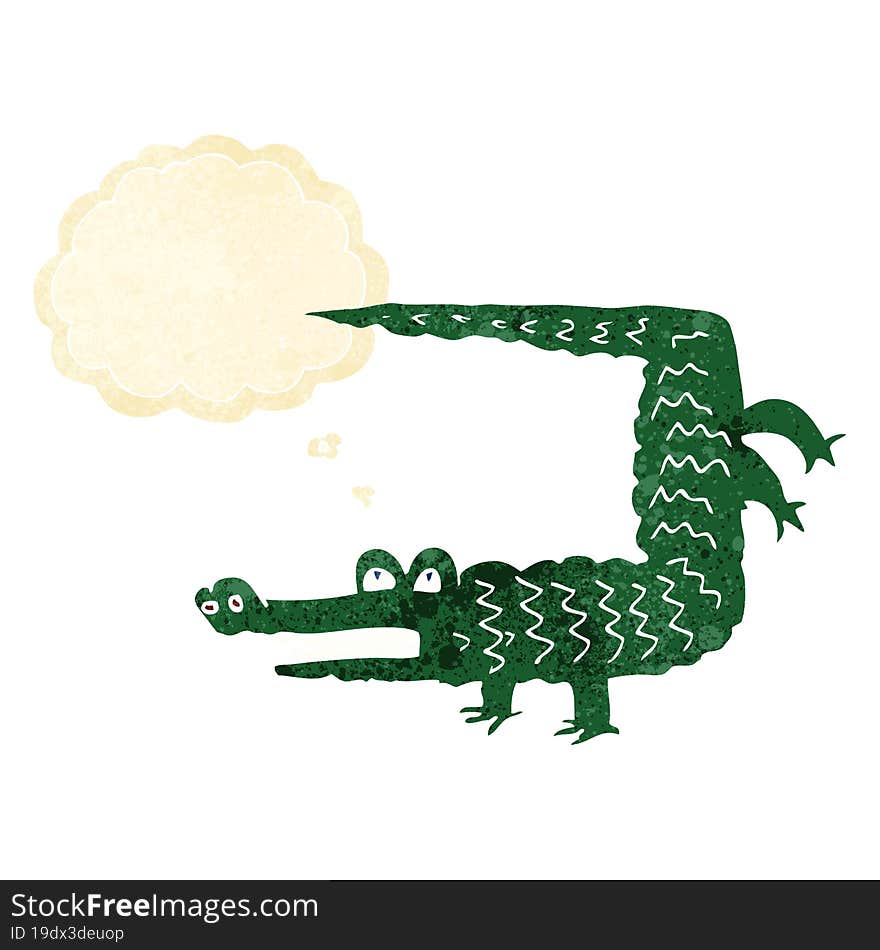 cartoon crocodile with thought bubble