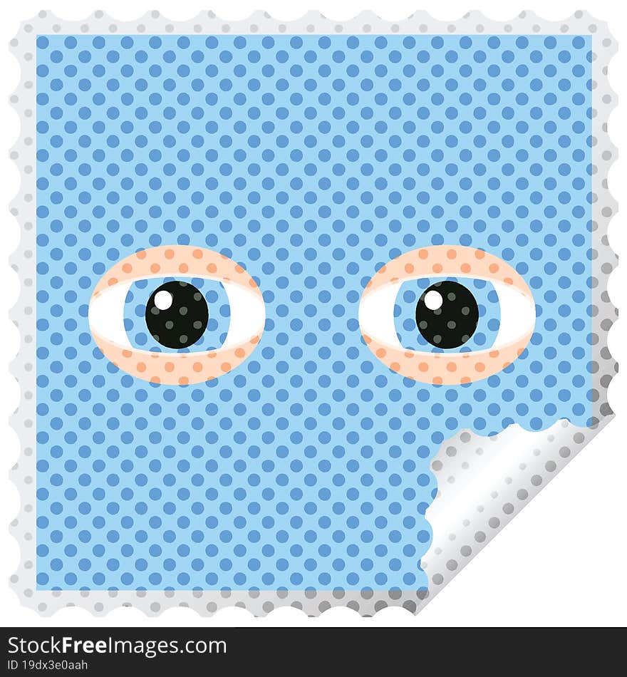 staring eyes graphic vector illustration square sticker stamp