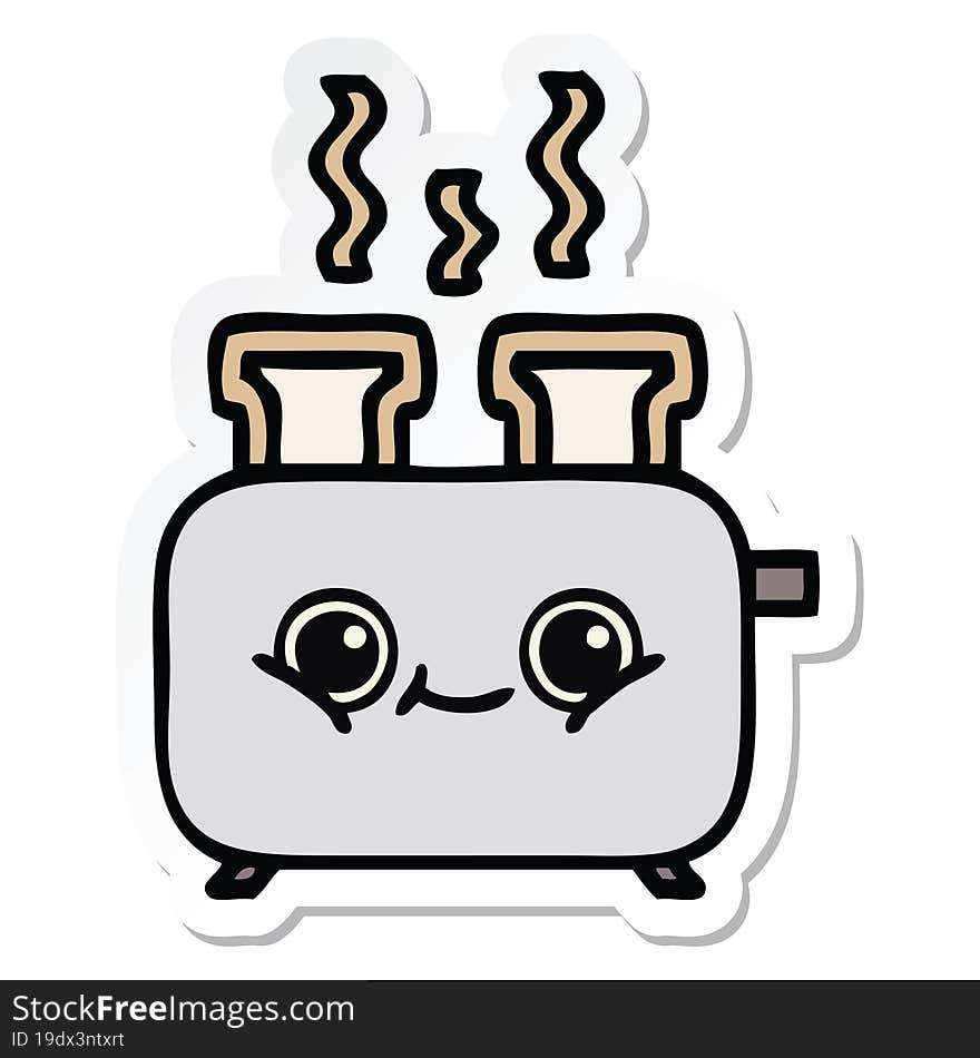 Sticker Of A Cute Cartoon Of A Toaster