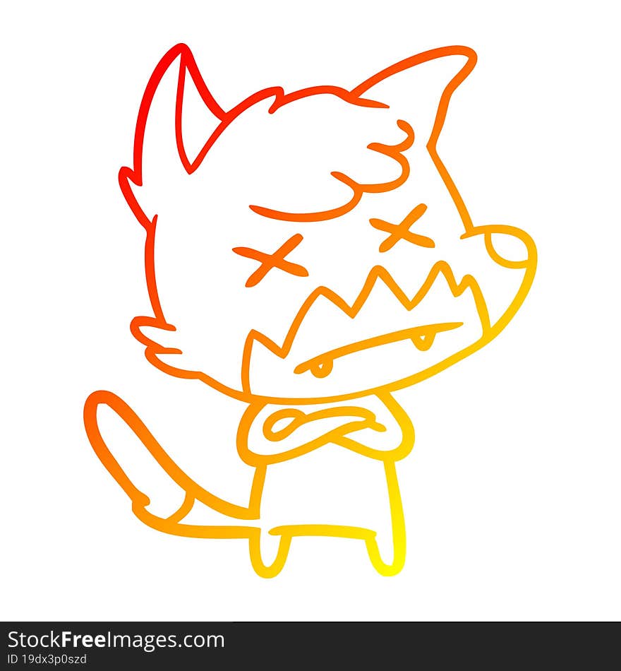 warm gradient line drawing cartoon dead fox