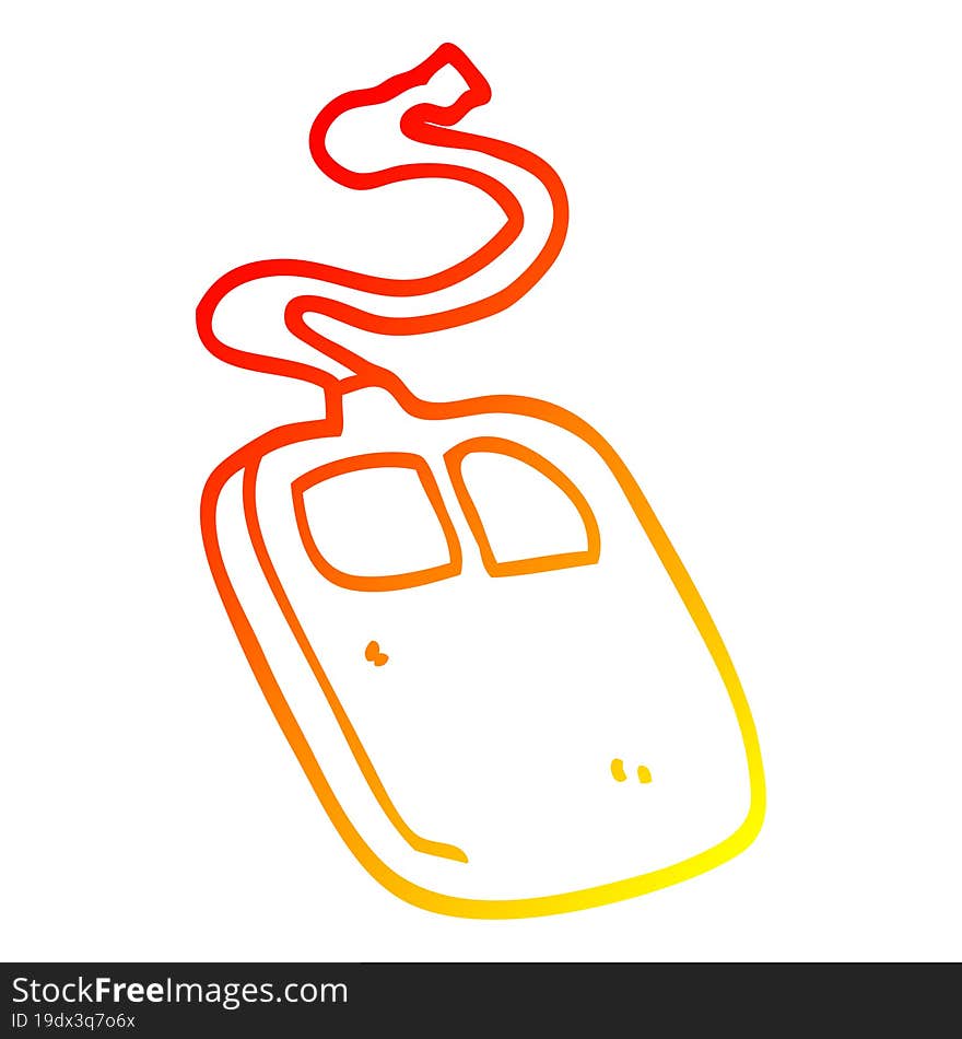 warm gradient line drawing of a cartoon old computer mouse