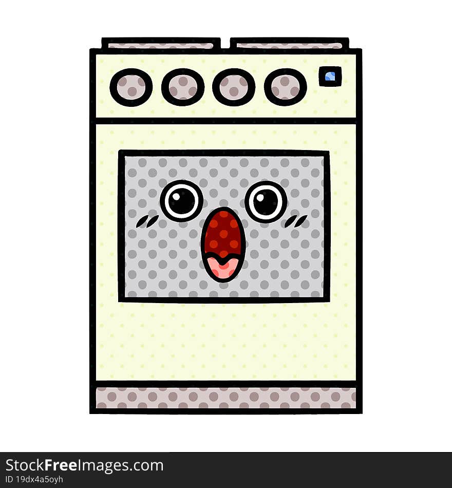 Comic Book Style Cartoon Kitchen Oven