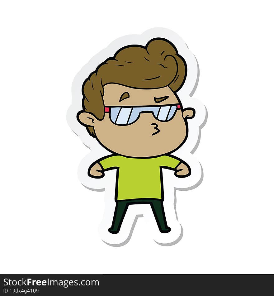 sticker of a cartoon cool guy