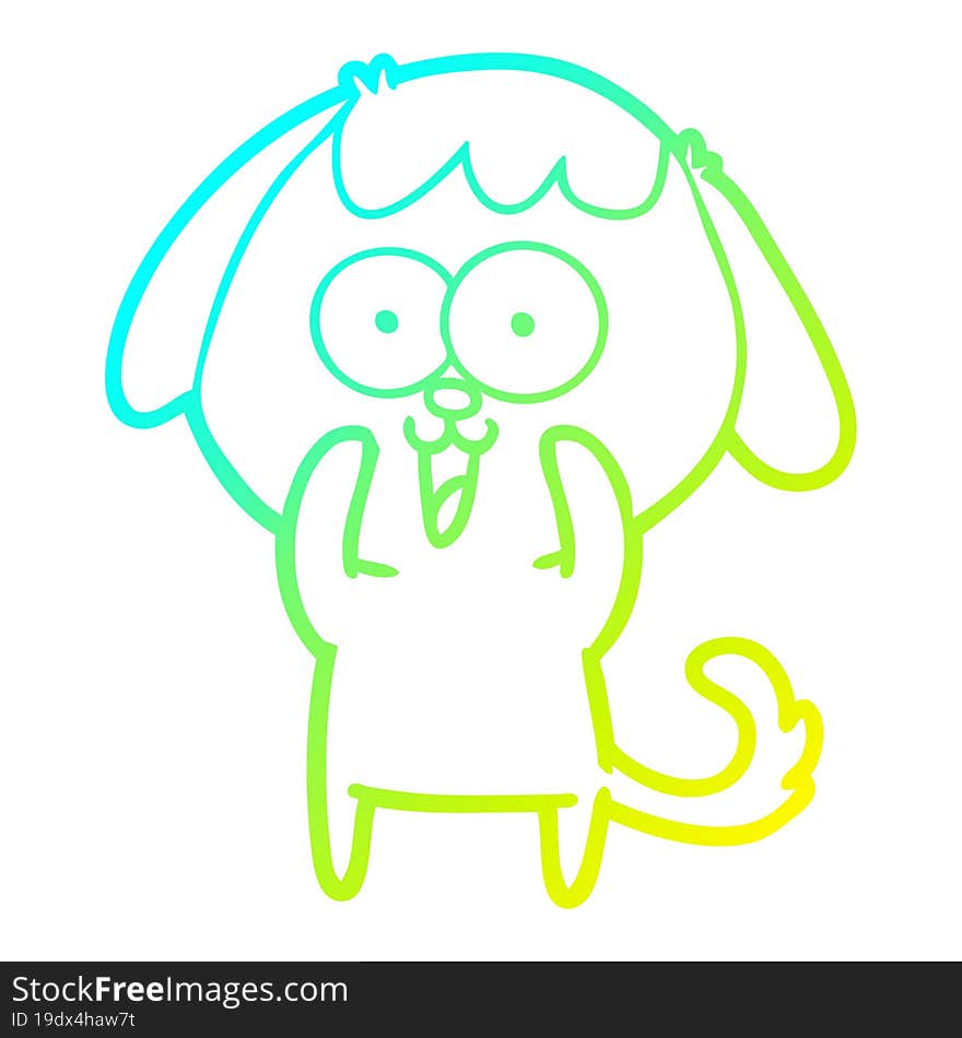 cold gradient line drawing of a cute cartoon dog