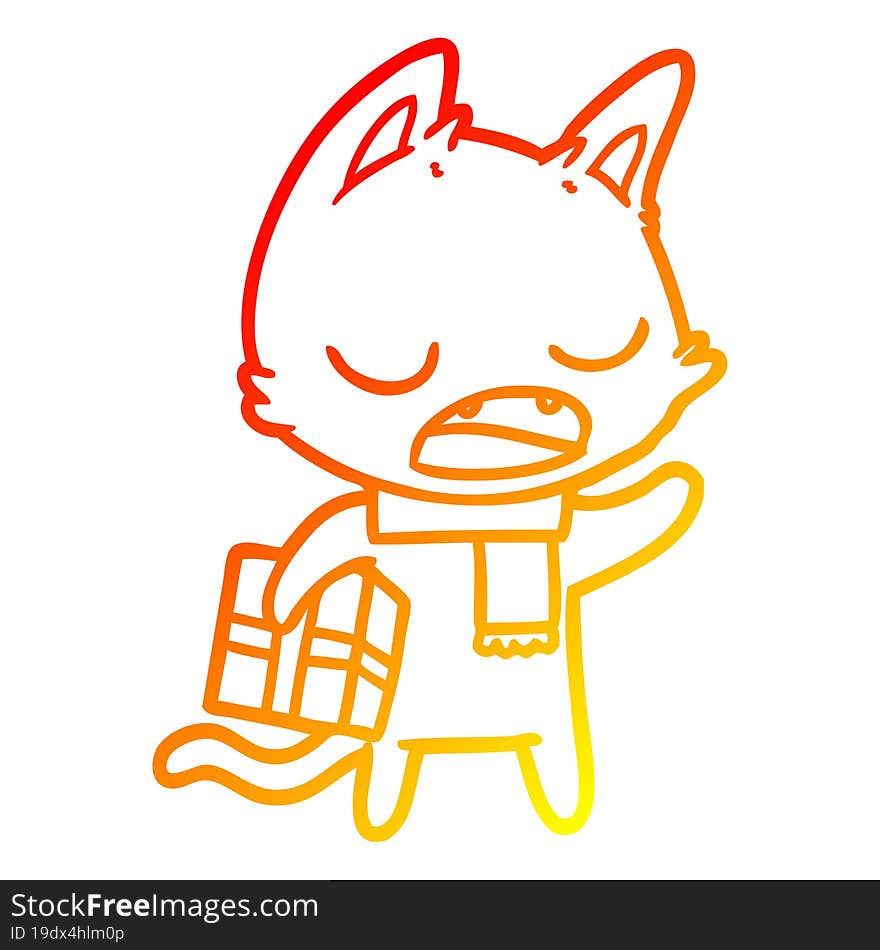 warm gradient line drawing talking cat cartoon