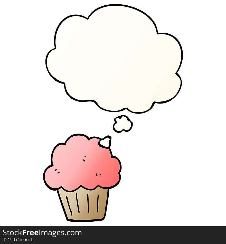 cartoon  muffin with thought bubble in smooth gradient style