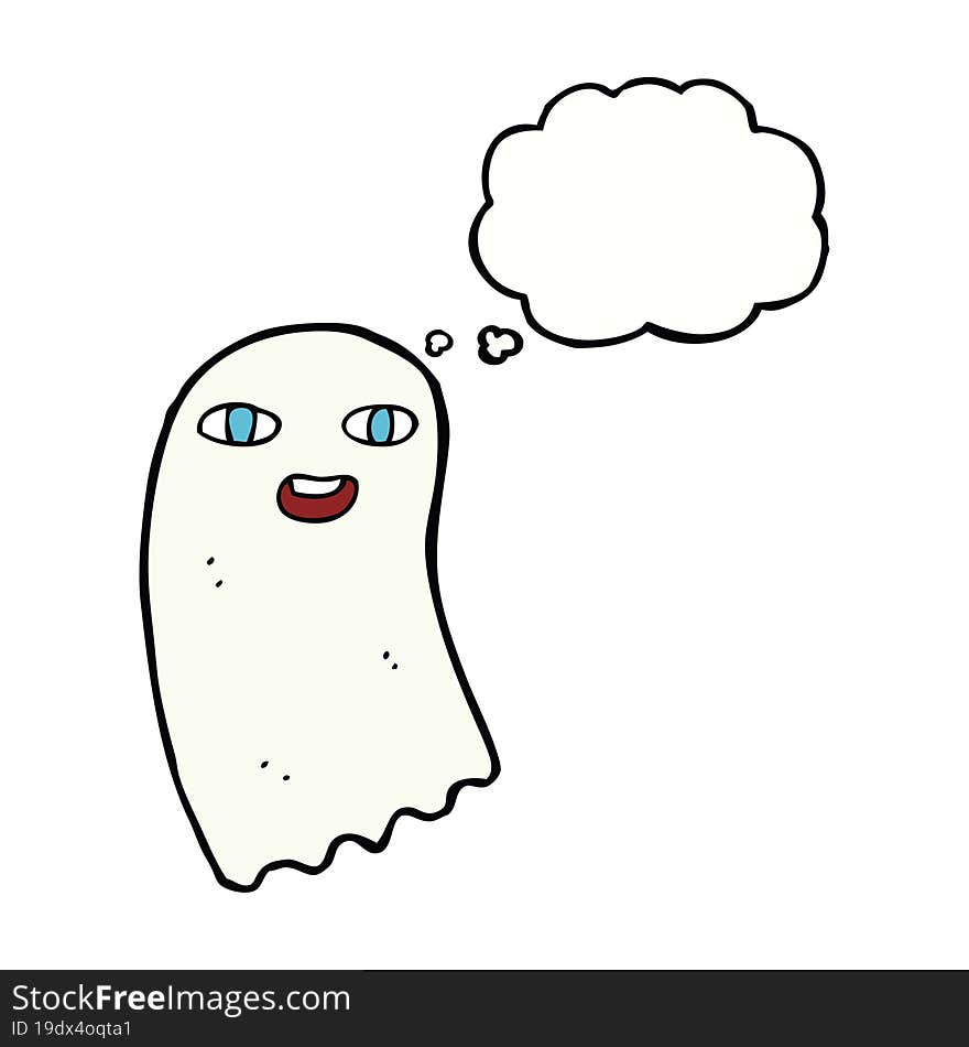 Funny Cartoon Ghost With Thought Bubble