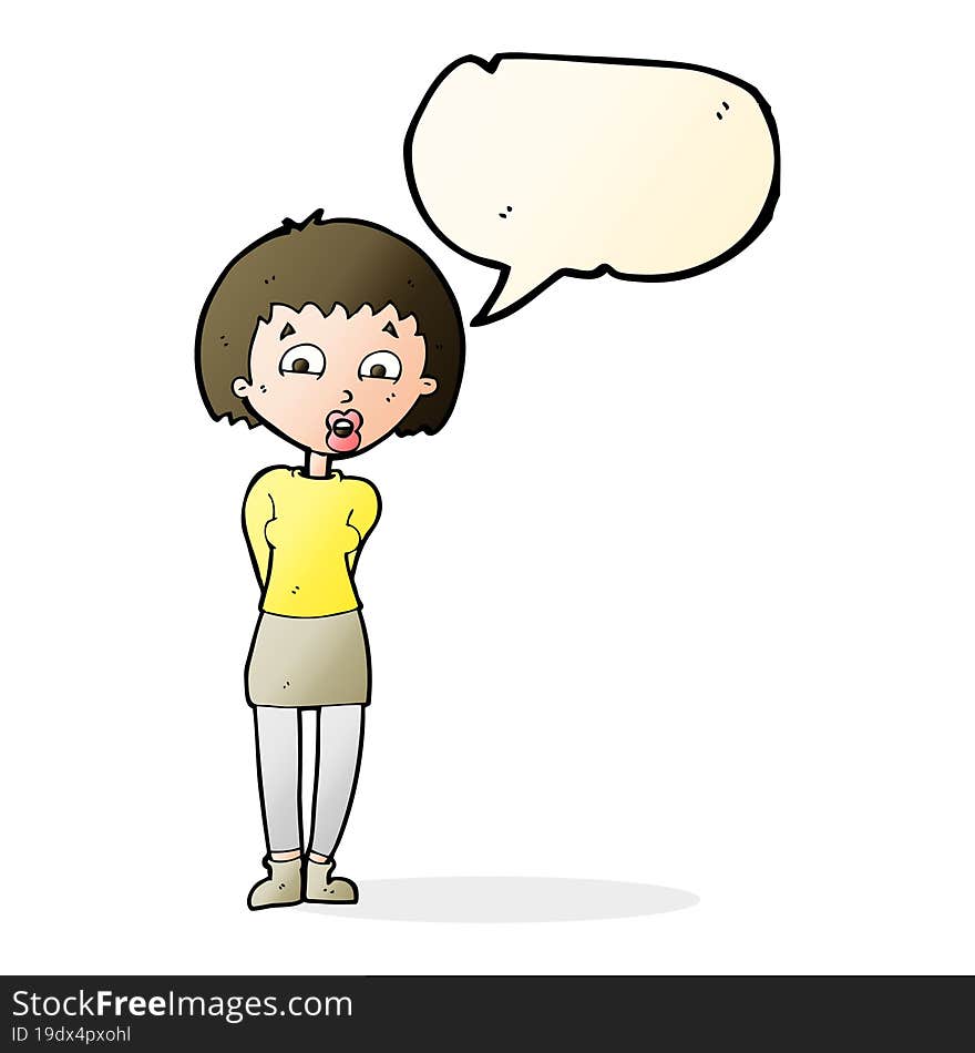 Cartoon Surprised Woman With Speech Bubble