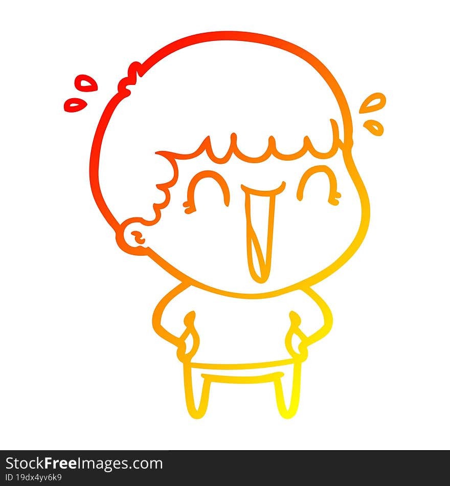 warm gradient line drawing of a laughing cartoon man