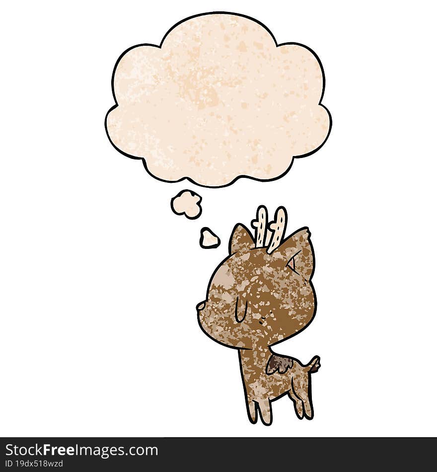 cartoon deer and thought bubble in grunge texture pattern style