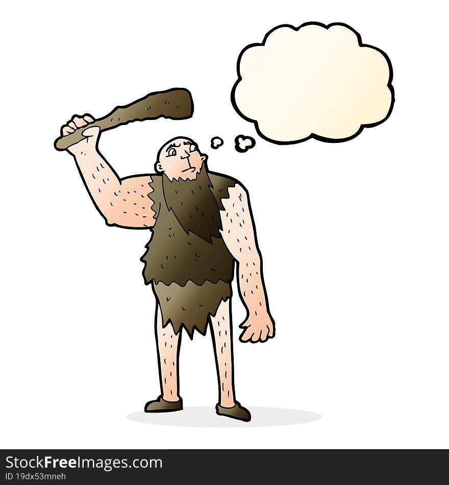 cartoon neanderthal with thought bubble