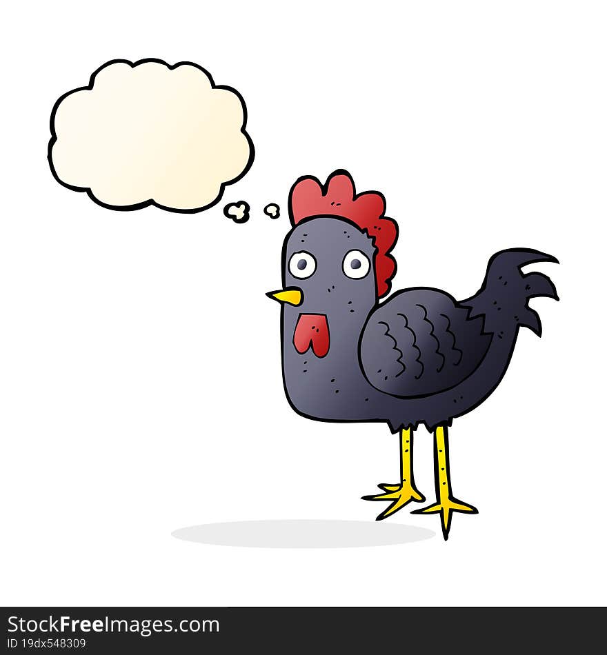 Cartoon Chicken With Thought Bubble