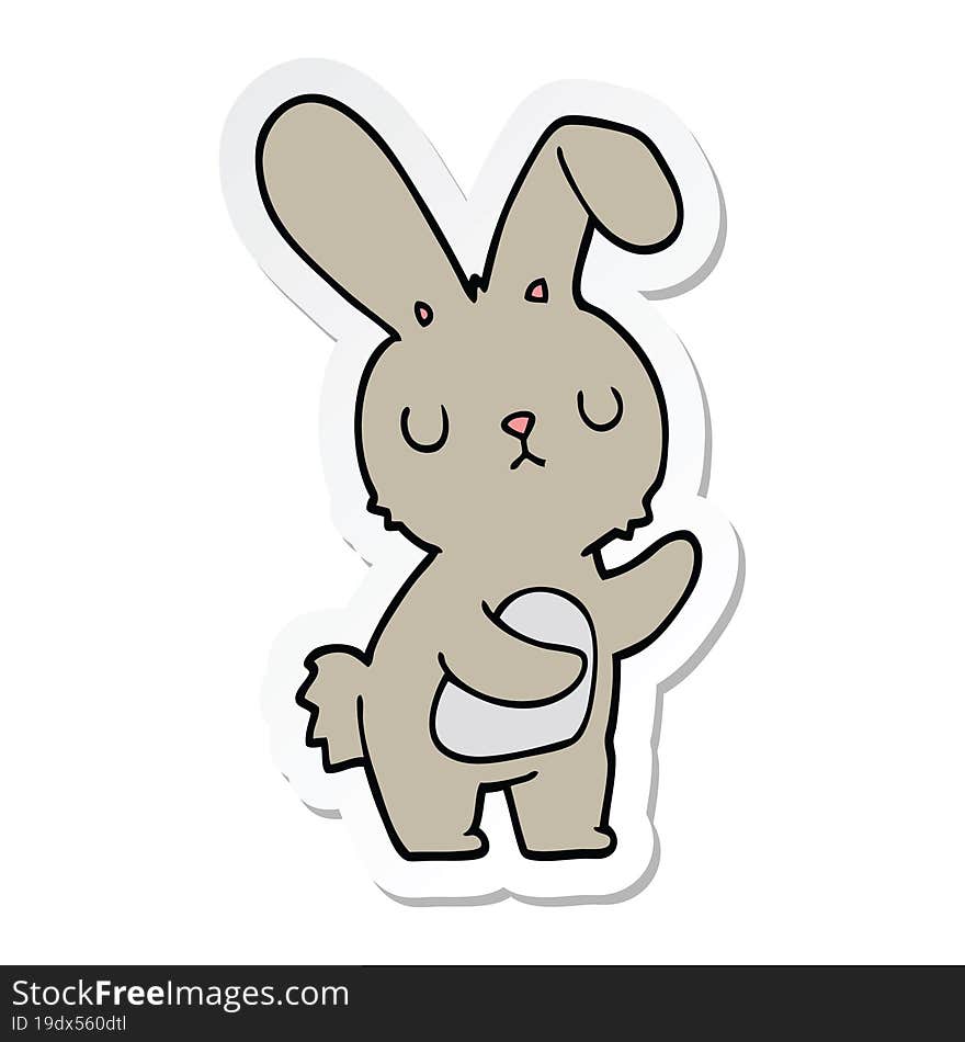 sticker of a cute cartoon rabbit