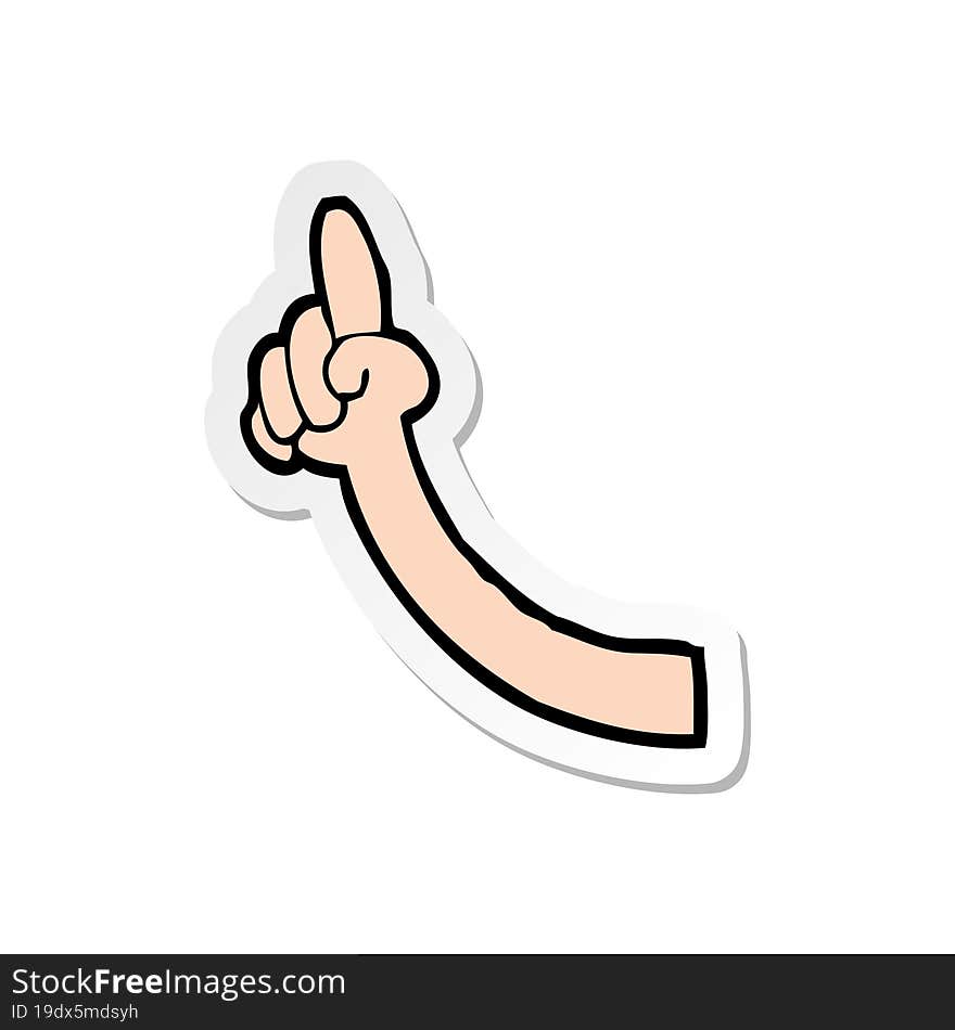 Sticker Of A Cartoon Pointing Arm