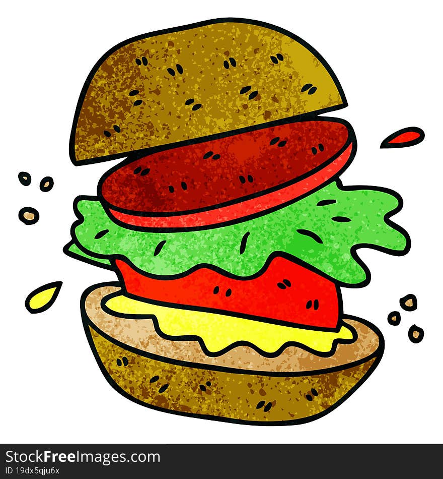 quirky hand drawn cartoon veggie burger