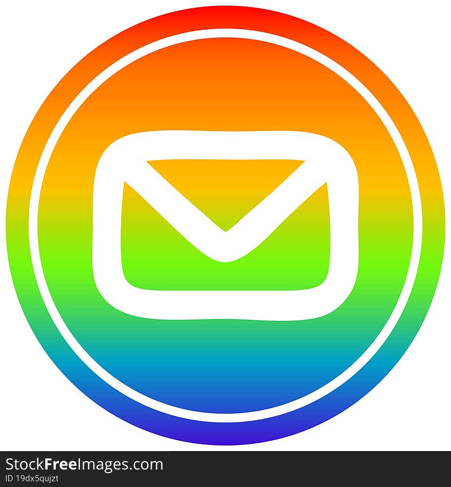 envelope letter circular icon with rainbow gradient finish. envelope letter circular icon with rainbow gradient finish