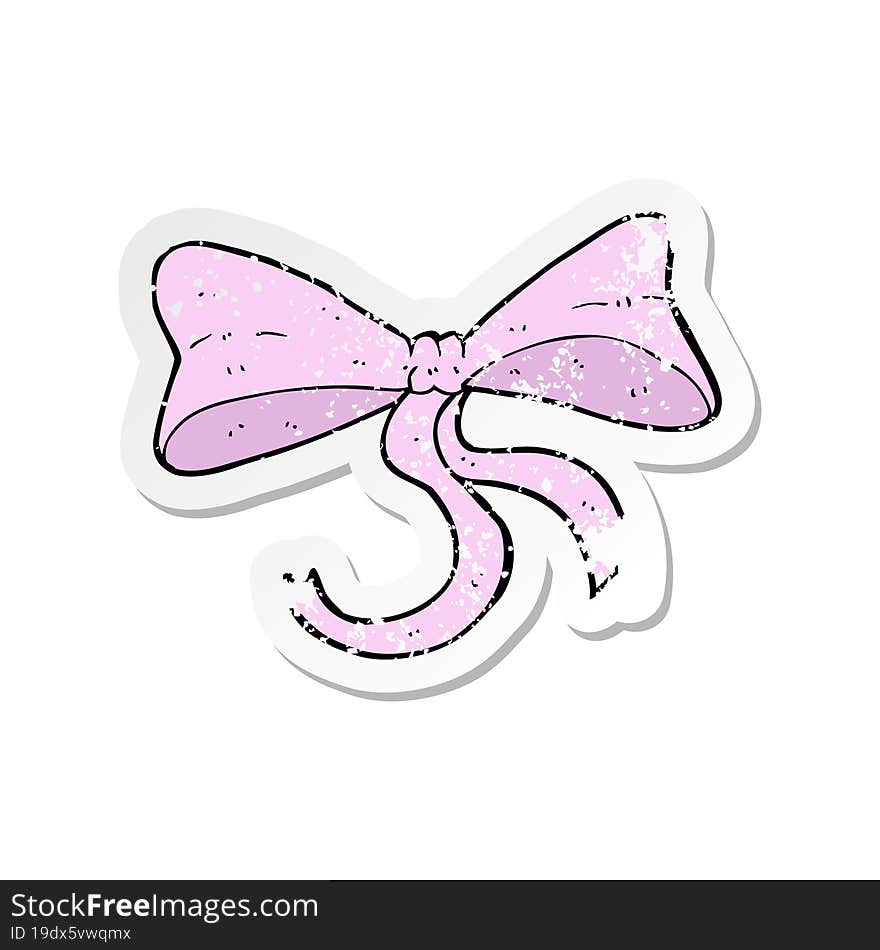 retro distressed sticker of a cartoon bow