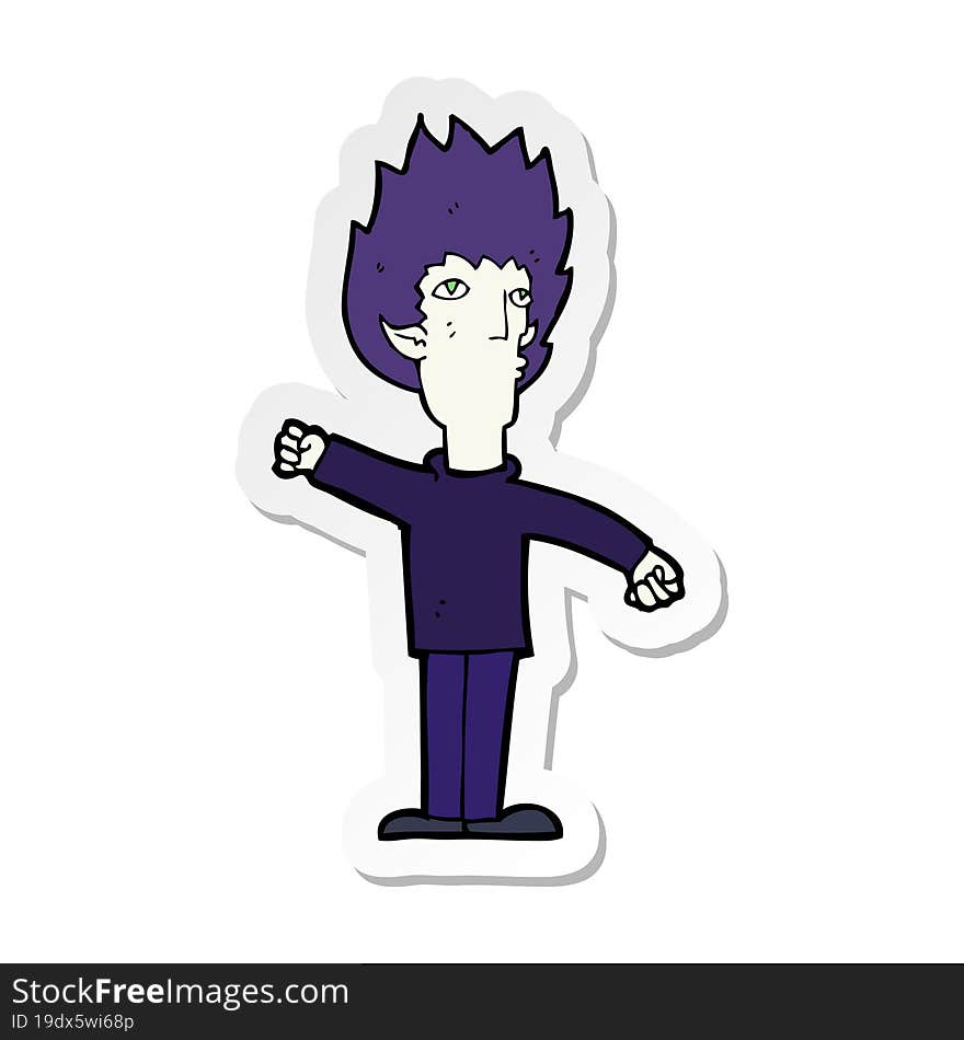 sticker of a cartoon vampire man