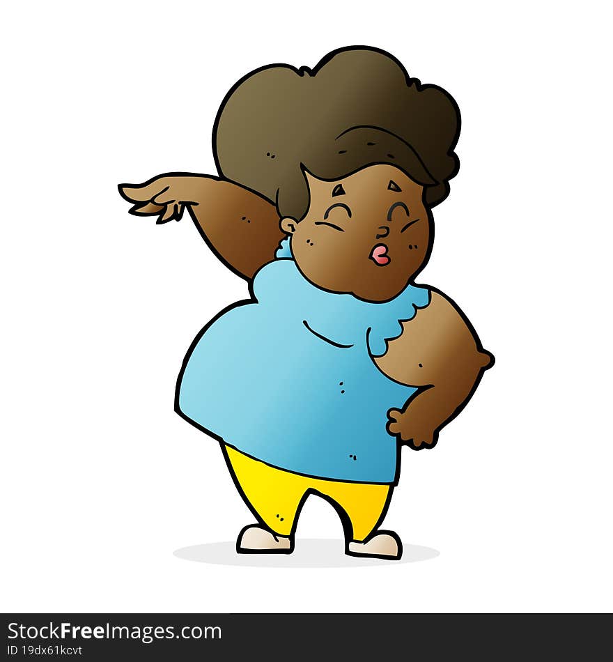 cartoon happy overweight lady